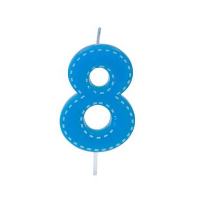 Bougie anniversaire bleue 8ans (x1) REF/BGA1201