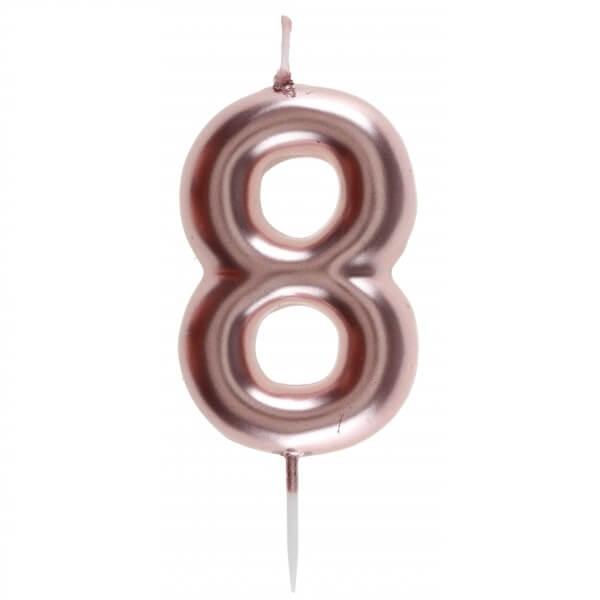 Bougie anniversaire - Chiffre 8 - Rose - 10 cm - Bougies anniversaire -  Creavea