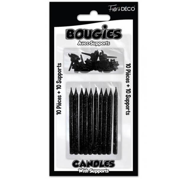 Bougie anniversaire pailletee noire