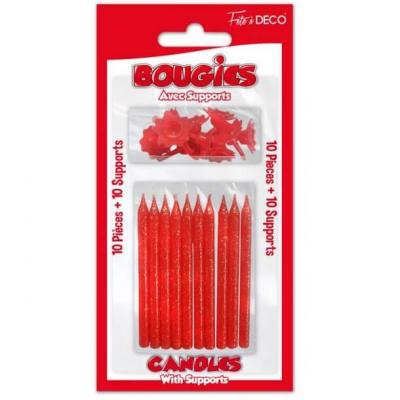 Bougie anniversaire pailletee rouge