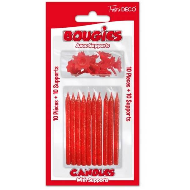 Bougie anniversaire pailletee rouge