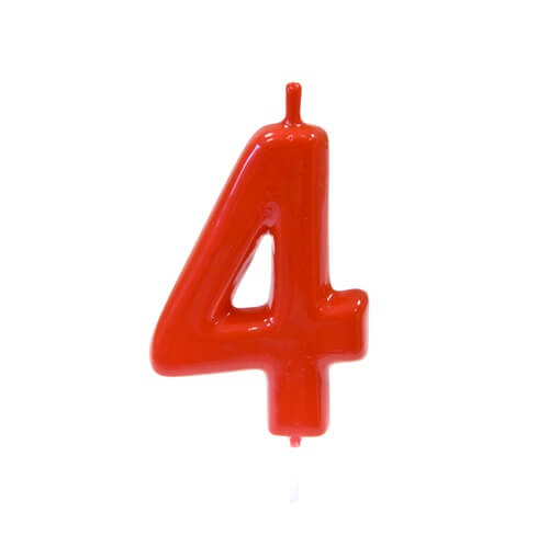 Bougie anniversaire rouge 4ans