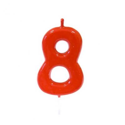 Bougie anniversaire rouge 8ans (x1) REF/BGA1100/8