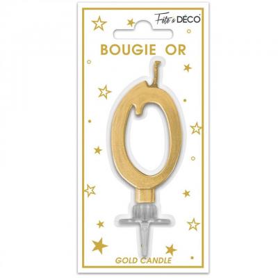 1 Bougie chiffre 0 doré or métallique pour gâteau fête anniversaire REF/BMCOR00