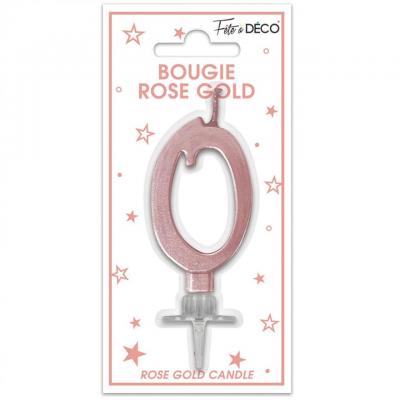 Bougie chiffre 0 rose gold gateau fete anniversaire