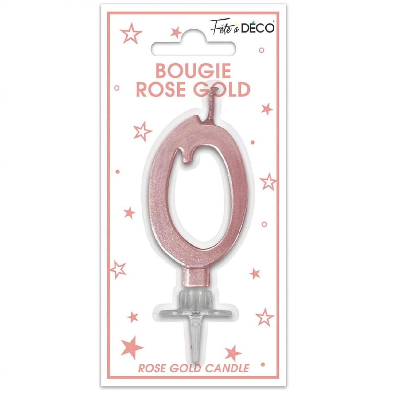 Bougie chiffre 0 rose gold gateau fete anniversaire