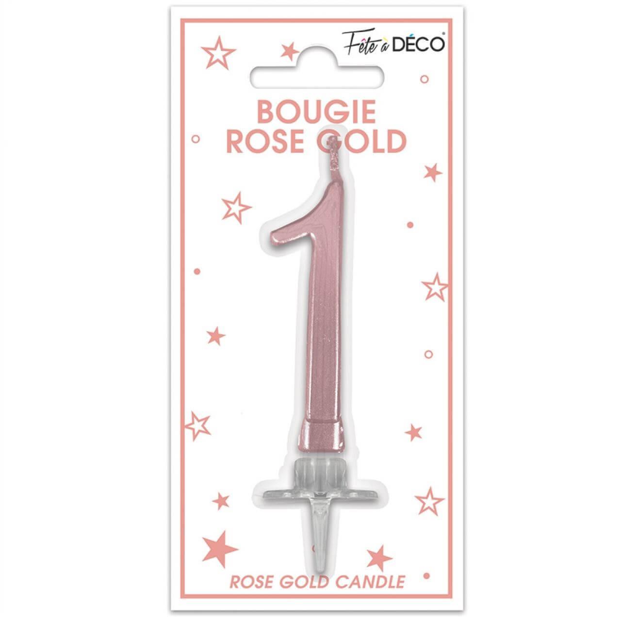 Bougie chiffre 1 rose gold pour gâteau anniversaire REF/BMCOR01