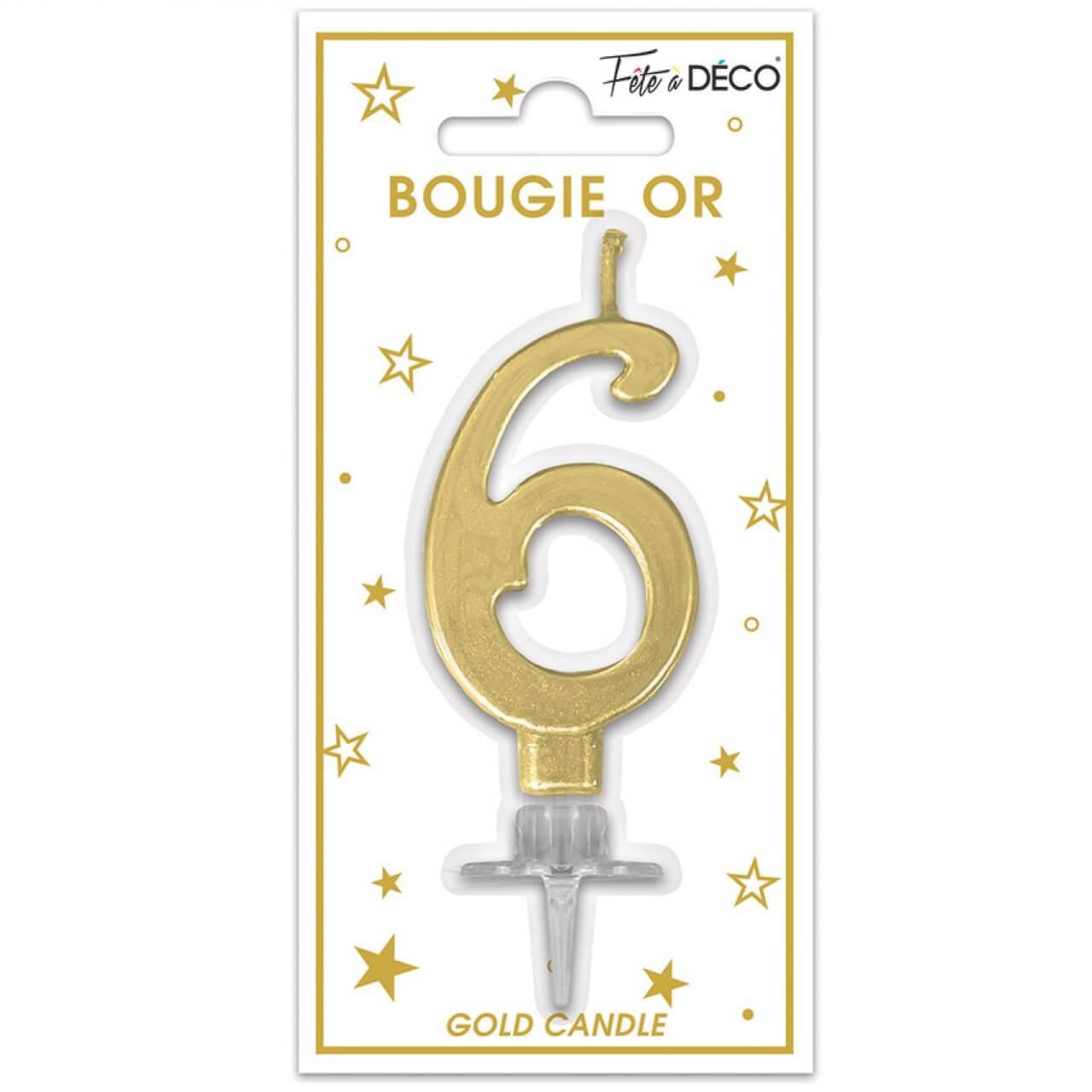 Bougie chiffre doré et paillettes x1 - Bougies d'anniversaire pour gâteau