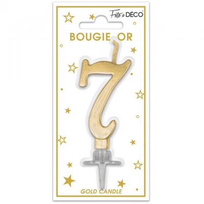 Bougie chiffre 8 doré or pour gâteau anniversaire REF/BMCOR08