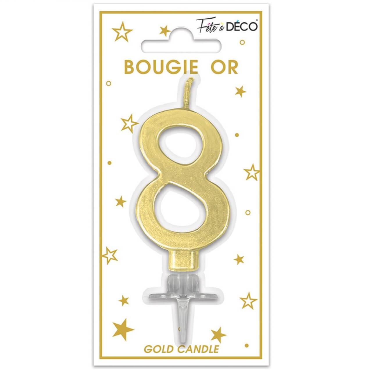 Bougie chiffre doré anniversaire : decor gateau anniversaire