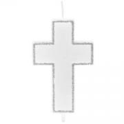 Bougie communion croix argent 6cm (x1) REF/BG070