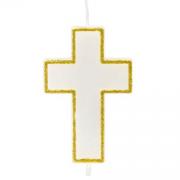 Bougie communion croix or 6cm (x1) REF/BG070