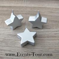 Bougie de noel etoile metallique argent