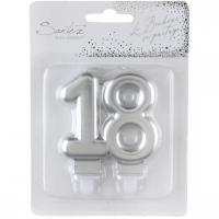 Bougie decorative gateau d anniversaire 18ans argent metallique