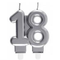 Bougie decorative pour gateau d anniversaire 18ans argentee metallisee