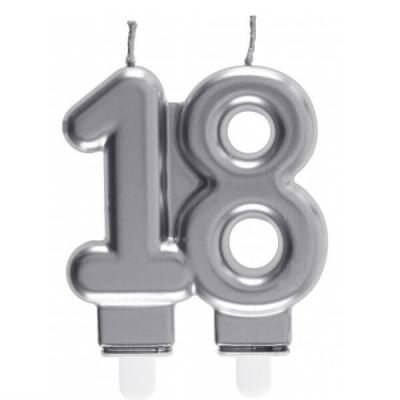 Serviettes 18 Ans Anniversaire blanc/argent x24