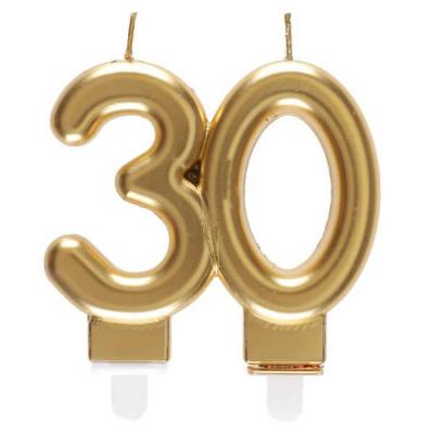 Bougie doree metallisee 30ans pour decoration gateau d anniversaire