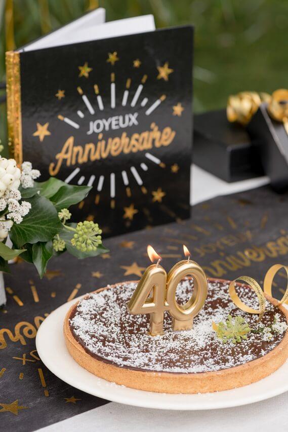 Bougie doree metallisee 40ans decoration gateau d anniversaire