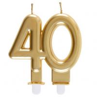 Bougie doree metallisee 40ans pour decoration gateau d anniversaire