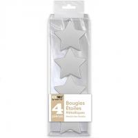 Bougie etoile blanche metallisee