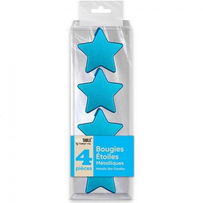 Bougie étoile bleue métallisée verticale (x4) REF/BOMEB