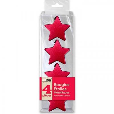 Bougie etoile rouge metallisee