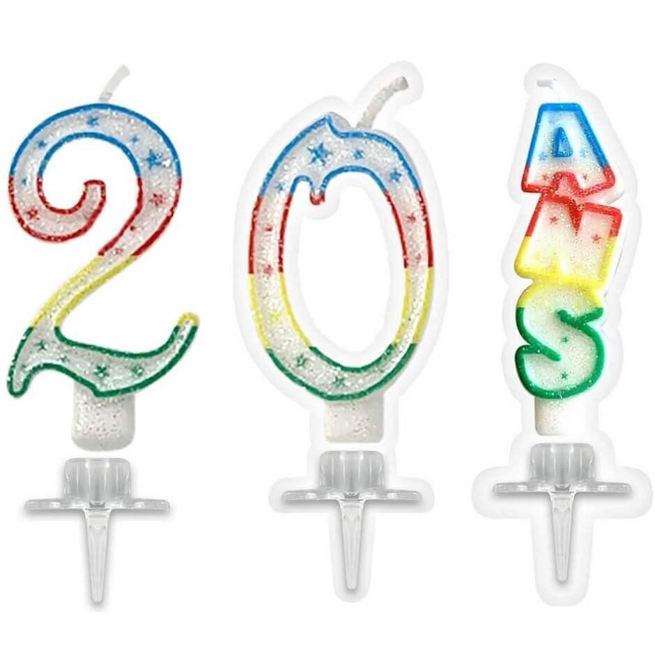 1 Pack bougie anniversaire 20 ans pailletée REF/BBC0