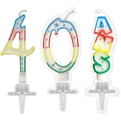 1 Pack bougie anniversaire 40 ans pailletée multicolore REF/BBC0