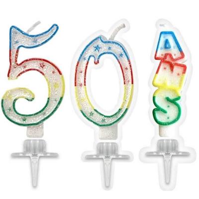 1 Pack bougie anniversaire 50 ans pailletée multicolore REF/BBC0