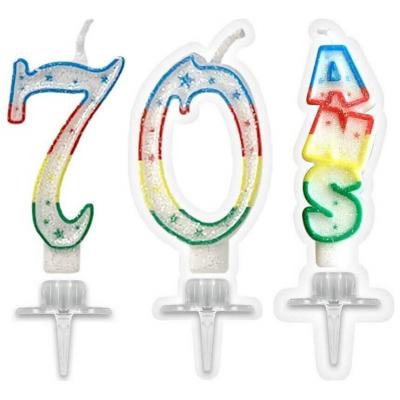 1 Pack bougie anniversaire 70 ans pailletée multicolore REF/BBC0