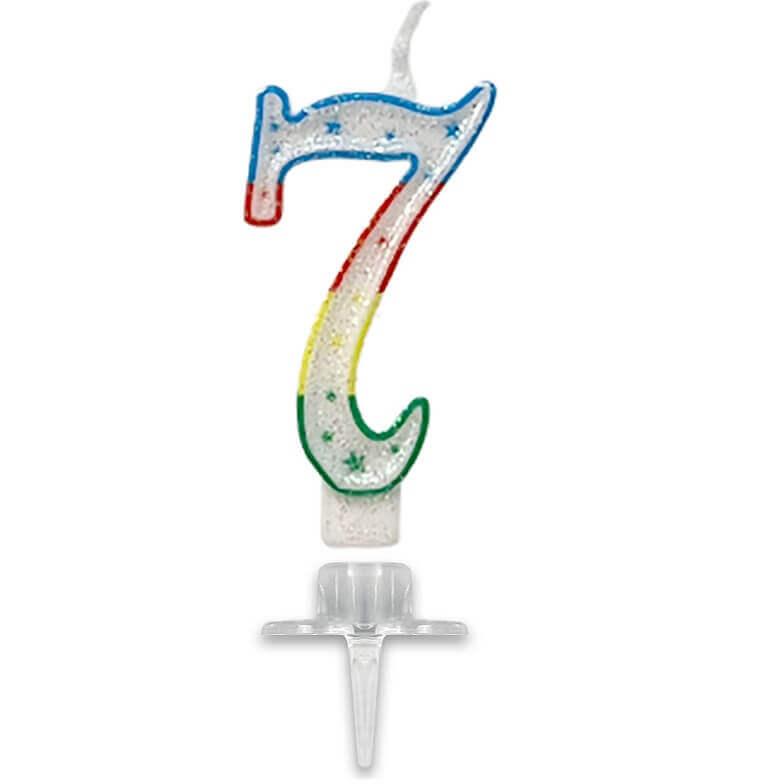Bougie fete anniversaire multicolore chiffre 7