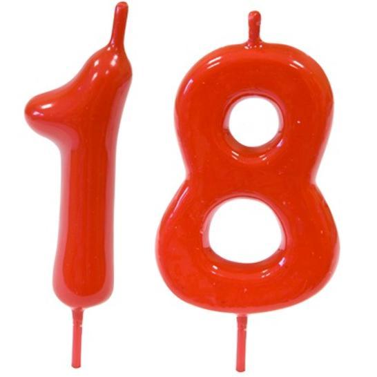 Bougie gateau anniversaire rouge 18 ans