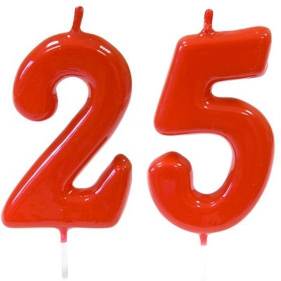 Bougie rouge chiffre 25 pour décoration anniversaire R/BGA1100