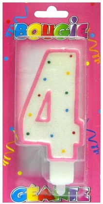 Bougie geante rose chiffre 4