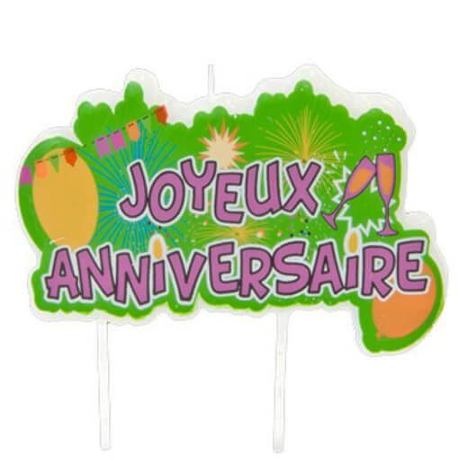Bougie joyeux anniversaire multicolore pop