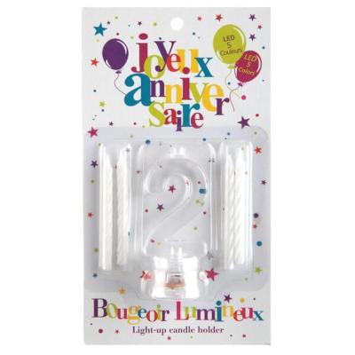 Bougie anniversaire lumineuse chiffre 2