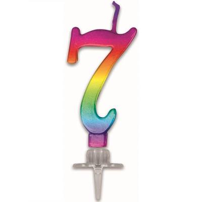 Bougie multicolore chiffre 7 pour gateau fete anniversaire