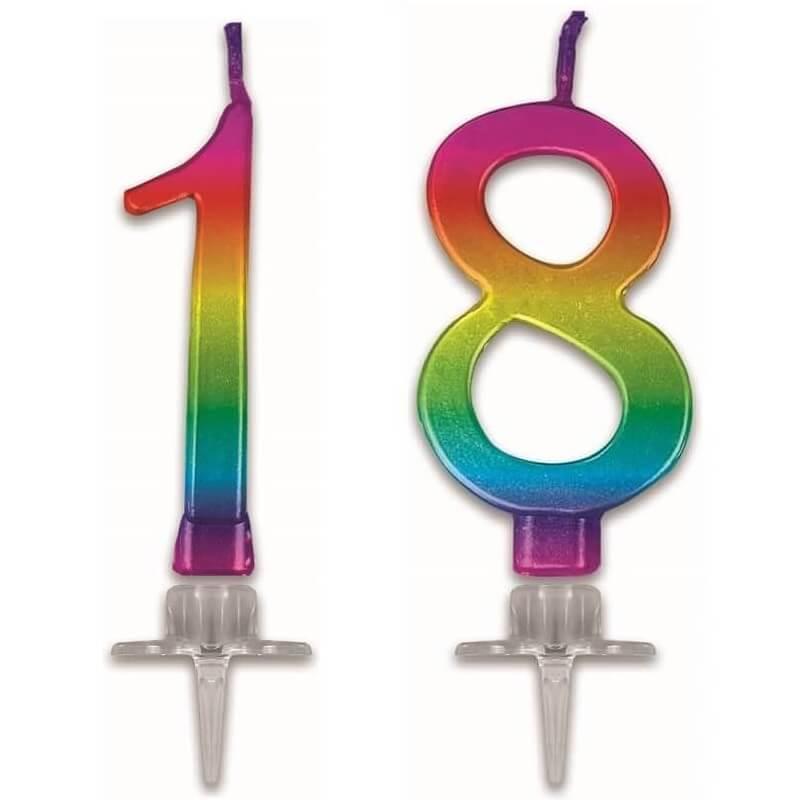 Bougie multicolore chiffre 18 pour gâteau d'anniversaire REF/BMCM0