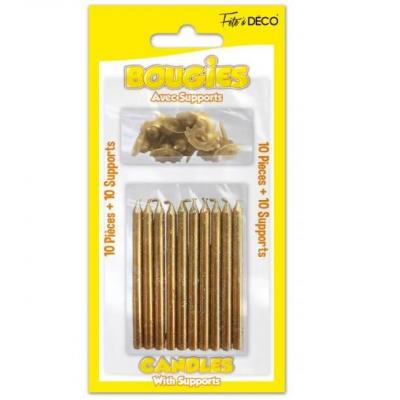 Bougie pailletee anniversaire or