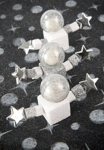 Boule 5cm argent pailletee 2