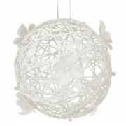 Boule blanche avec fleur à suspendre (x1) REF/DEC375