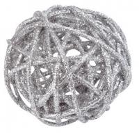 Boule de rotin paillete argent