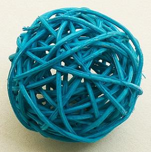 Boule en osier bleu turquoise, 6cm (x2) REF/DEC415