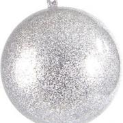 Boule pailletée argent 8cm (x1) REF/3628