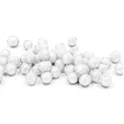 Boule pailletée blanche, 0.8cm (x10grs) REF/ADT027