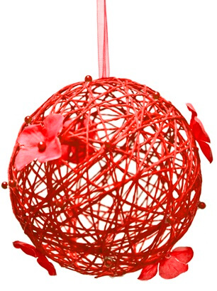 Boule rouge avec fleur