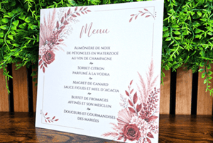 Boutique decoration de fete pas de calais menu de table irise personnalisable