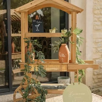 Boutique magasin pas de calais location materiel decoration chariot candy bar en bois et cannage