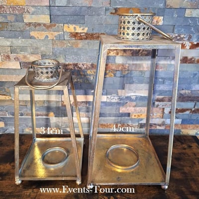 Boutique pas de calais location materiel de decoration lanterne 45cm majestic vintage dore or metal