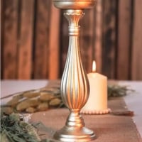 Boutique pas de calais location porte bougie en bois dore or metallise bougeoir
